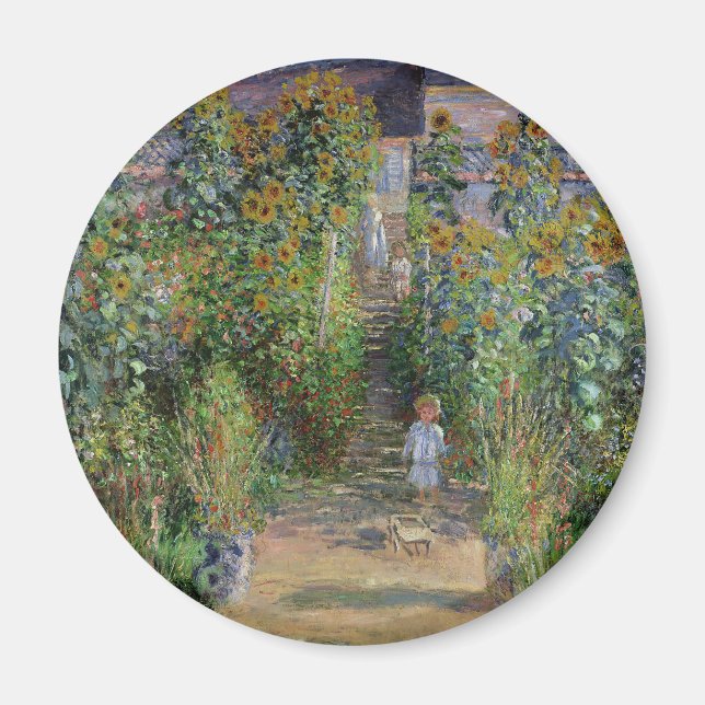 Monet Garden Vetheuil Impressionim Painting Magnet (Front)