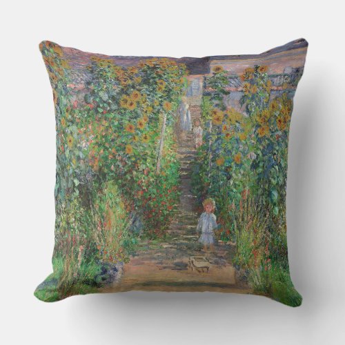 Monet Garden Vetheuil Impressionim Painting Outdoor Pillow