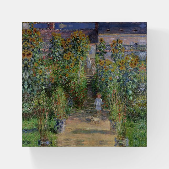 Monet Garden Vetheuil Impressionim Painting Paperweight (Front)