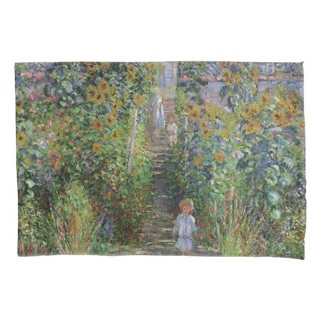 Monet Garden Vetheuil Impressionim Painting Pillow Case (Front)