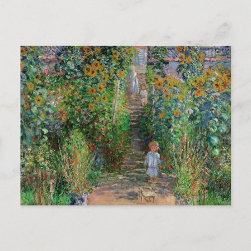 Monet Garden Vetheuil Impressionim Painting Postcard