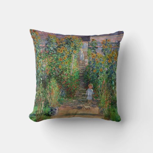 Monet Garden Vetheuil Impressionim Painting Throw Pillow