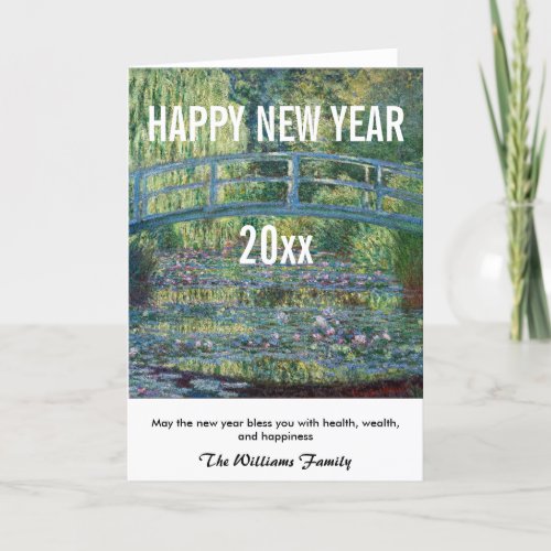 Monet _ Happy New Year and Water Lily pond Holiday Card