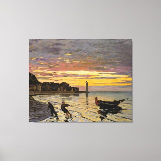 Monet - Hauling a Boat Ashore, fine art, Canvas Print (Front)
