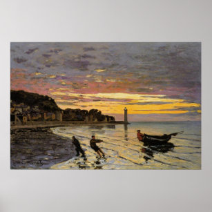 Monet - Hauling a Boat Ashore, fine art, Poster