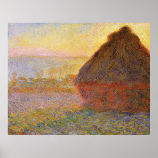 Monet - Haystacks at Sunset - Impressionist Poster