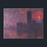 Monet Houses of Parliament at Sunset Postcard<br><div class="desc">Monet Houses of Parliament at Sunset postcard. Oil painting on canvas from 1903. Monet painted the Houses of Parliament at different times of the day and year, capturing the shifting light patterns of the sun. This sunset rendition is haunting with its beautiful use of orange red and purples. A great...</div>