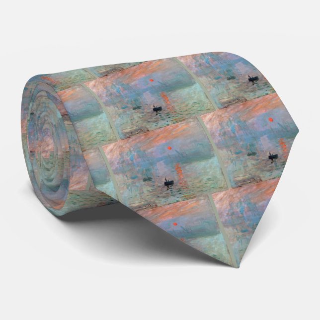 Monet , "Impression, Sunrise" Neck Tie (Rolled)