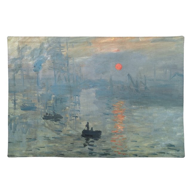 Monet Impression Sunrise Soleil Levant Painting Cloth Placemat (Front)