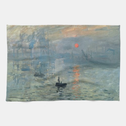 Monet Impression Sunrise Soleil Levant Painting Kitchen Towel
