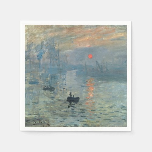 Monet Impression Sunrise Soleil Levant Painting Napkins