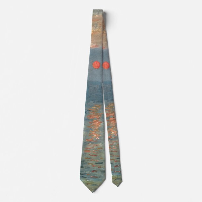 Monet Impression Sunrise Soleil Levant Painting Neck Tie (Front)