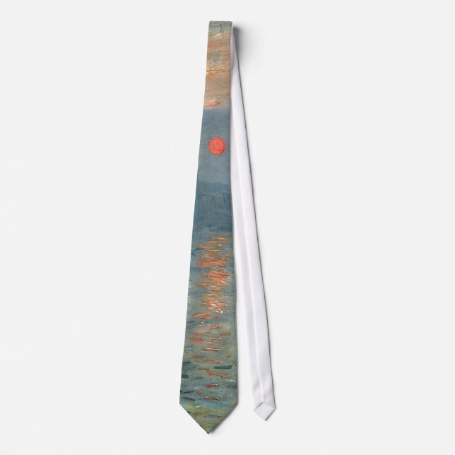 Monet Impression Sunrise Soleil Levant Painting Neck Tie (Front)