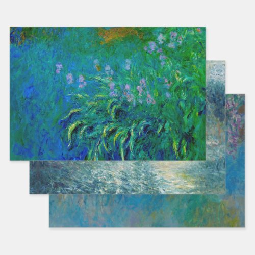 MONET IN BLUE HEAVY WEIGHT DECOUPAGE PRINTS WRAPPING PAPER SHEETS