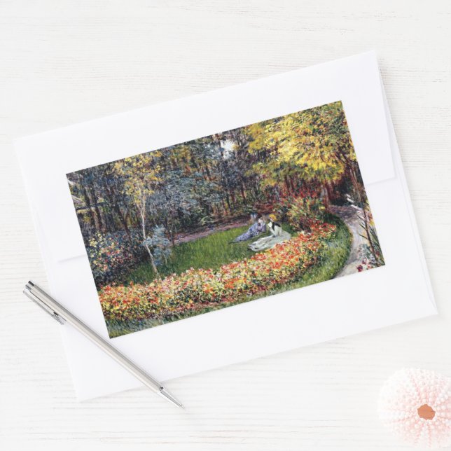 Monet - In the Garden, Rectangular Sticker (Envelope)