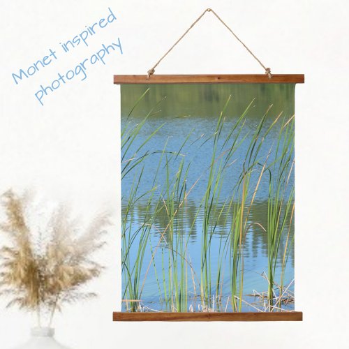 Monet inspired Cattail Reeds on Waters Edge Hanging Tapestry