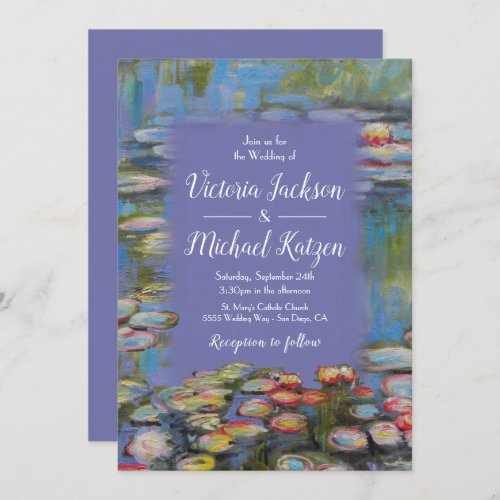 Monet Inspired Water Lilies Wedding Invitation