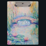 Monet Inspired Water Lillies Clipboard<br><div class="desc">This Monet inspired teal and pink water lillies and bridge Clipboard brings a calming and soothing vibe  Perfect for school psychologists,  counselors,  wellness professionals,  teachers and others who enjoy impressionistic style art.</div>