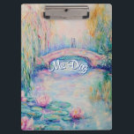 Monet Inspired Water Lillies Clipboard<br><div class="desc">This Monet inspired teal and pink water lillies and bridge Clipboard brings a calming and soothing vibe  Perfect for school psychologists,  counselors,  wellness professionals,  teachers and others who enjoy impressionistic style art.</div>