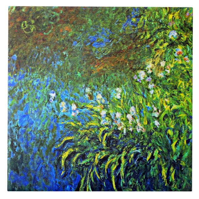 Monet - Iris at the Sea Rose Pond Ceramic Tile (Front)