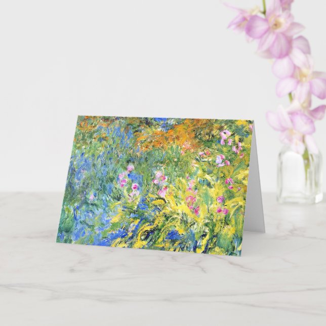 Monet - Irises 3, fine art painting, Card (Orchid)