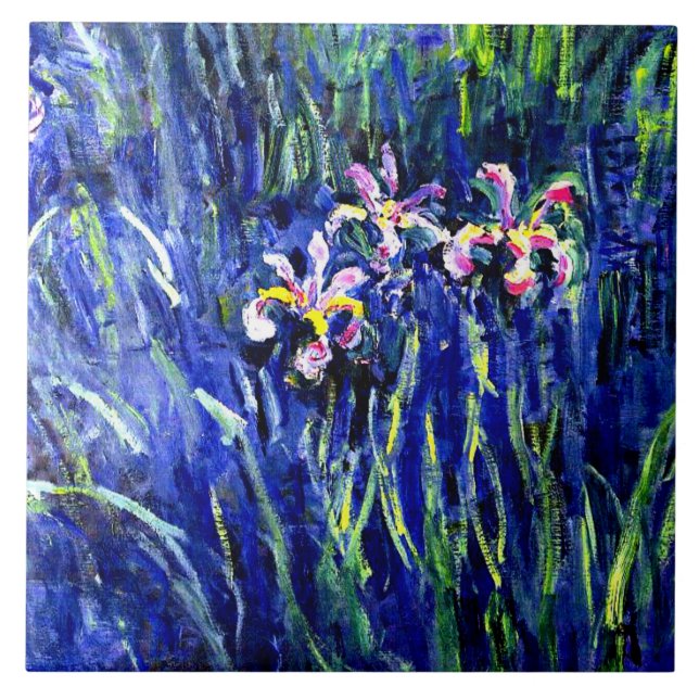 Monet - Irises, famous floral painting, Ceramic Tile (Front)