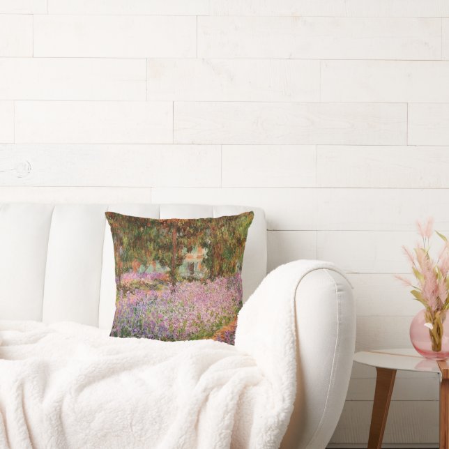 Monet - Irises in Monet's Garden Throw Pillow (Couch)