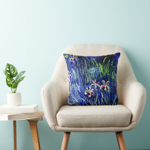 Monet _ Irises Throw Pillow