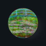 Monet Japanese Bridge and Water Lilies Button<br><div class="desc">Button featuring Claude Monet’s oil painting of a Japanese bridge and flowers. Beautiful water lilies and bridge inspired by the artist’s garden and pond in Giverny. A great Monet gift for fans of impressionism and French art.</div>