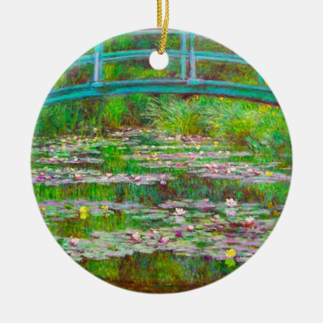 Monet Japanese Bridge and Water Lilies Ceramic Ornament (Front)