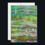 Monet Japanese Bridge and Water Lilies Save The Date<br><div class="desc">Card featuring Claude Monet’s oil painting of a Japanese bridge and flowers. Beautiful water lilies and bridge inspired by the artist’s garden and pond in Giverny. A great Monet gift for fans of impressionism and French art.</div>