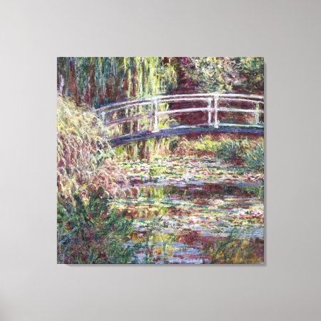 Monet Japanese Bridge Symphony In Rose Fine Art Canvas Print