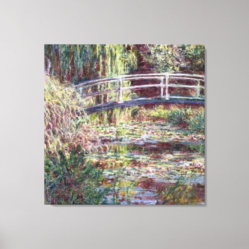 Monet Japanese Bridge Symphony in Rose Fine Art Canvas Print