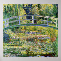 Monet Japanese Bridge with Water Lilies Poster