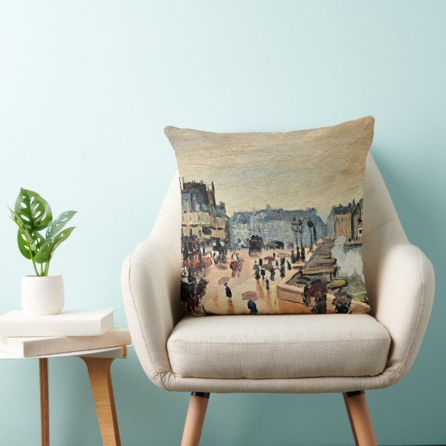 Monet - Le Pont Neuf, Impressionist painting Throw Pillow (Chair)
