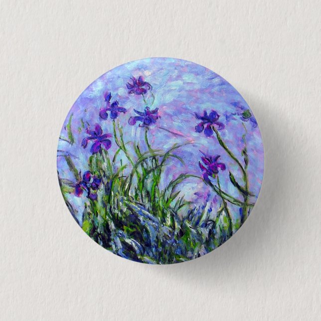 Monet Lilac Irises Button (Front)