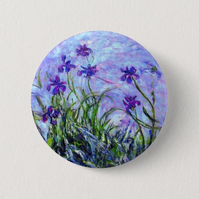 Monet Lilac Irises Button (Front)