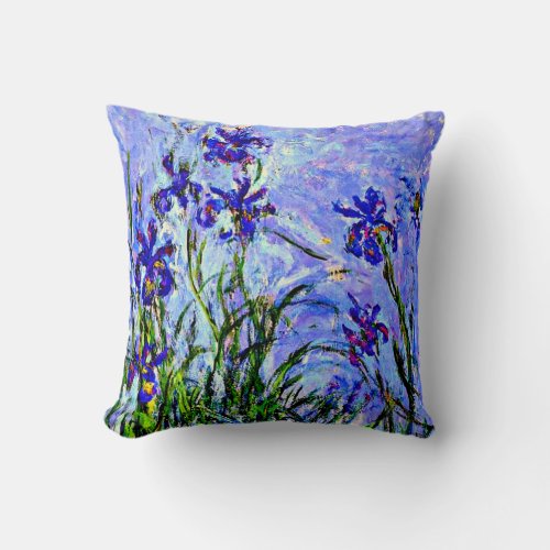 Monet _ Lilac Irises famous painting Throw Pillow