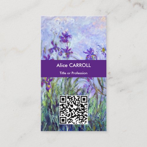 Monet _ Lilac Irises  Iris Mauves _ QR Code Business Card