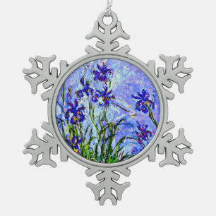 Monet - Lilac Irises, Snowflake Pewter Christmas Ornament