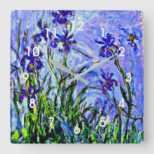 Monet - Lilac Irises Square Wall Clock