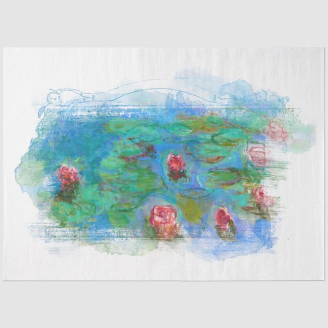** Monet Lily Pond Floral Angel Decoupage AR23   Tissue Paper (Front)