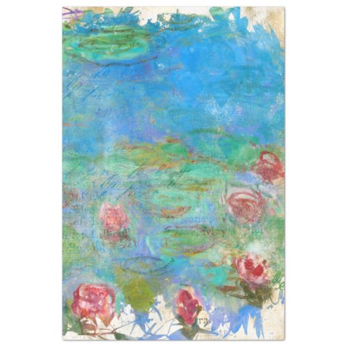  Monet Lily Pond Floral AR23 Vintage Decoupage Tissue Paper