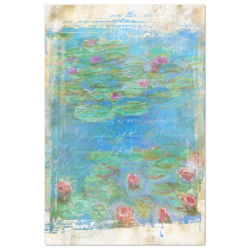  Monet Lily Pond Floral Vintage Decoupage AR23   Tissue Paper