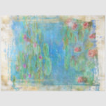 ** Monet Lily Pond Floral Vintage Decoupage AR23   Tissue Paper<br><div class="desc">Energetically Enhanced Classic Art - Grunge Floral Classic Famous Painting Artistic Unique Creative Modern and Romantic Decoupage Monet Lily Pond Floral Vintage with faux Grunge Background Abstract Old looking Handwriting DECOUPAGE TISSUE PAPER. There is a rich Teal Blue to awaken the senses. (SEARCH AR23 for similar designs) The is a...</div>