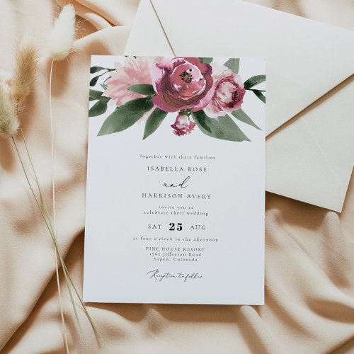 Monet _ Mauve Blush Floral Garden Wedding Invitation