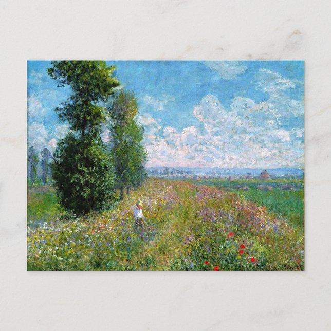 Monet - Meadow with Poplars Postcard (Front)