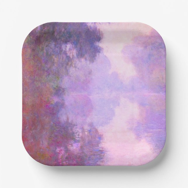 Monet - Misty Morning on the Seine Paper Plates (Front)