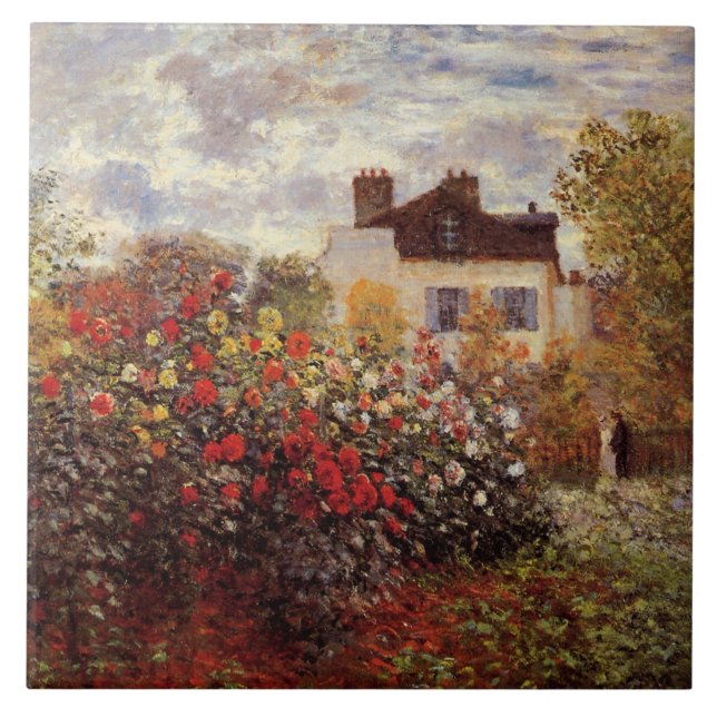 Monet - Monet's Garden in Argenteuil Sun Ceramic Tile (Front)