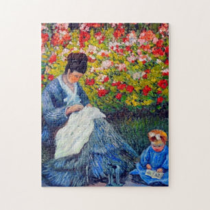 Monet Mother and Child in Garden Jigsaw Puzzle